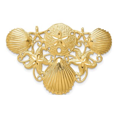 14K Yellow Gold Diamond-Cut Sea Life Omega Slide Pendant