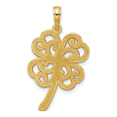 14K Yellow Gold Four Leaf Clover Pendant – view 3
