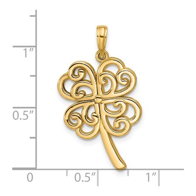 14K Yellow Gold Four Leaf Clover Pendant – view 4