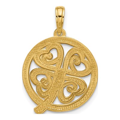 14K Yellow Gold Four Leaf Clover Pendant – view 3