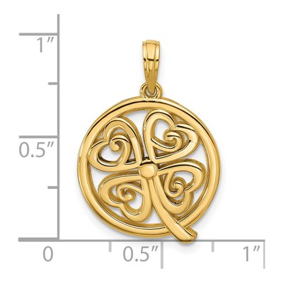 14K Yellow Gold Four Leaf Clover Pendant – view 4