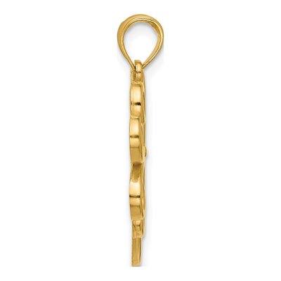 14K Yellow Gold Four Leaf Clover Pendant – view 2