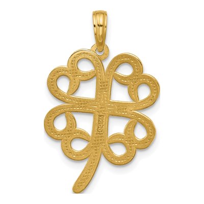 14K Yellow Gold Four Leaf Clover Pendant – view 3