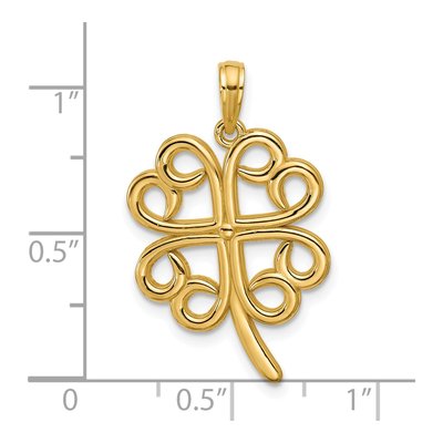 14K Yellow Gold Four Leaf Clover Pendant – view 4