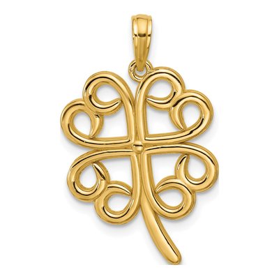 14K Yellow Gold Four Leaf Clover Pendant