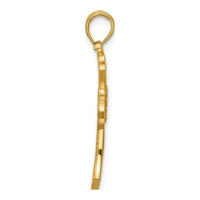 14K Yellow Gold Fleur de Lis Cross Pendant – view 2