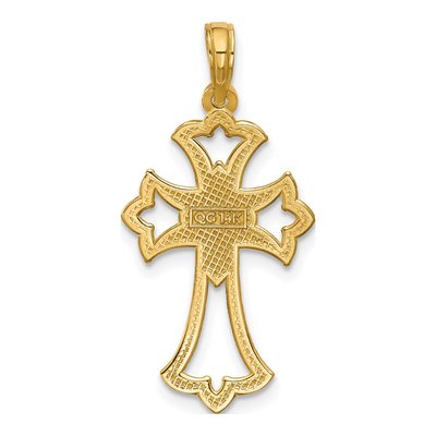 14K Yellow Gold Fleur de Lis Cross Pendant – view 3
