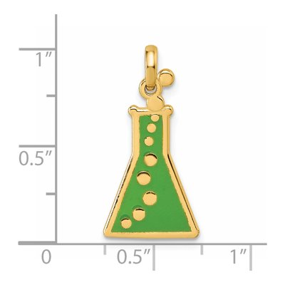 14K Yellow Gold Green Enamel Flask Pendant – view 5
