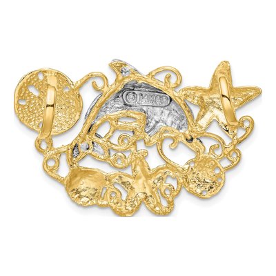 14K Two-Tone Gold Sea Life Omega Slide Pendant – view 4