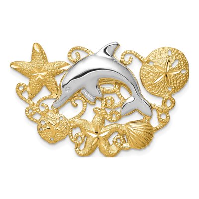 14K Two-Tone Gold Sea Life Omega Slide Pendant