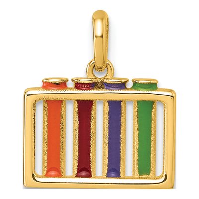 14K Yellow Gold Enameled Test Tubes Pendant