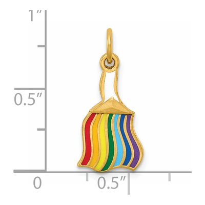 14K Yellow Gold Enameled Rainbow Brush Pendant – view 3