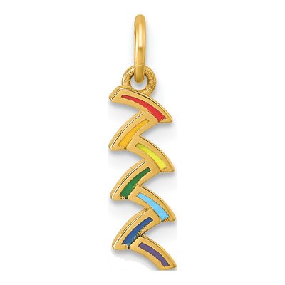 14K Yellow Gold Enameled Rainbow Pendant