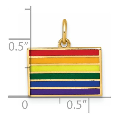 14K Yellow Gold Enameled Rainbow Flag Pendant – view 5