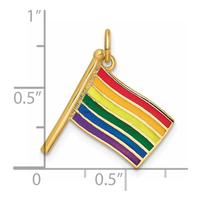 14K Yellow Gold Enameled Rainbow Flag Pendant – view 5