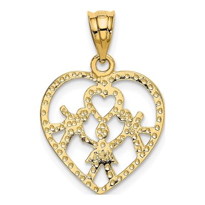 14K Yellow Gold Kids Heart Pendant – view 4