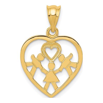 14K Yellow Gold Kids Heart Pendant