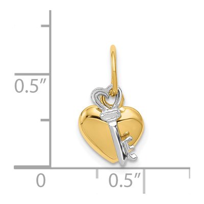 14K Two-Tone Gold Key Heart Lock Charm – view 4