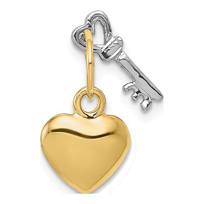14K Two-Tone Gold Key Heart Lock Charm – view 5