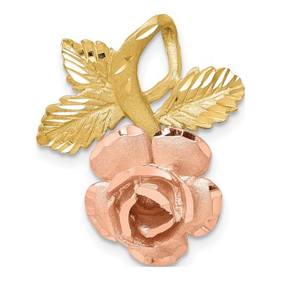 14K Two-Tone Gold Rose Chain Slide Pendant