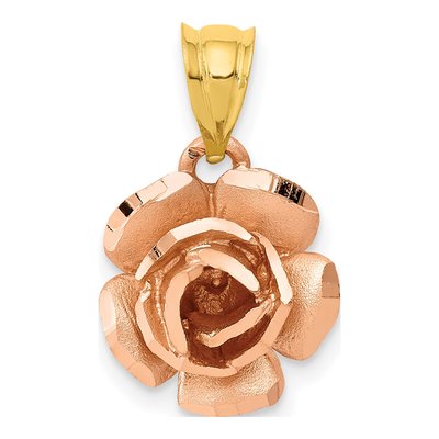 14K Two-Tone Rose Charm Pendant