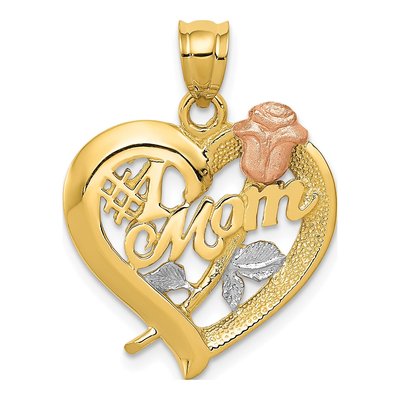 14K Two-Tone Gold MOM Number 1 Pendant