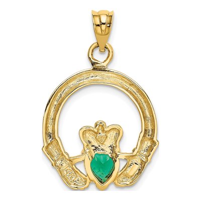 14K Yellow Gold CZ Claddagh Pendant – view 4