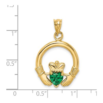 14K Yellow Gold CZ Claddagh Pendant – view 5