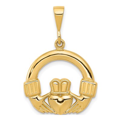 14K Yellow Gold Claddagh Pendant