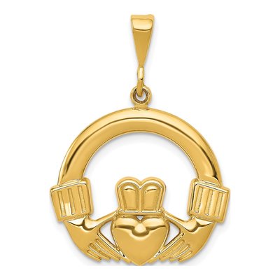 14K Yellow Gold Claddagh Pendant