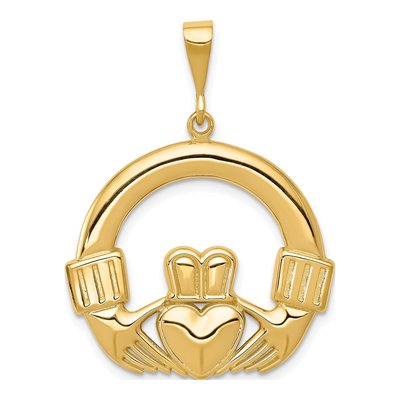 14K Yellow Gold Claddagh Pendant