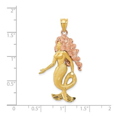 14K Two-Tone Gold Mermaid Pendant – view 4