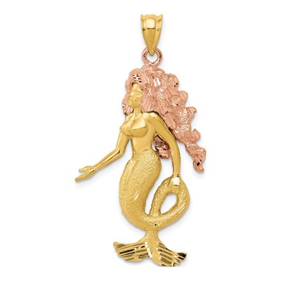 14K Two-Tone Gold Mermaid Pendant