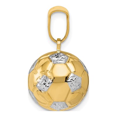 14K Yellow Gold 3-D Soccer Ball Pendant – view 3