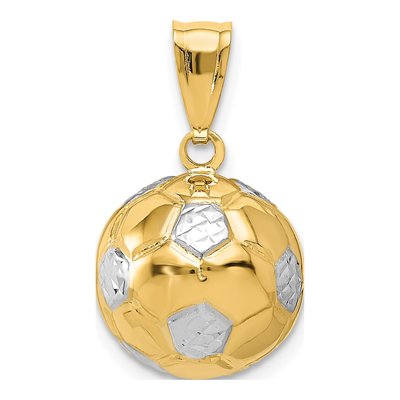 14K Yellow Gold 3-D Soccer Ball Pendant