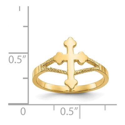 14K Yellow Gold Cross Ring – view 4