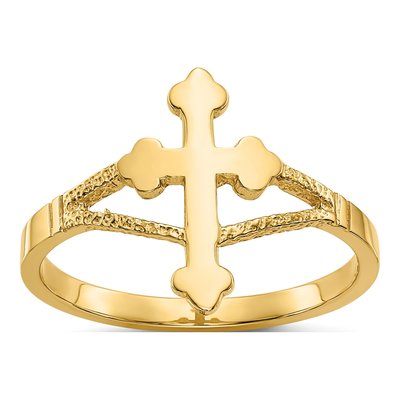 14K Yellow Gold Cross Ring