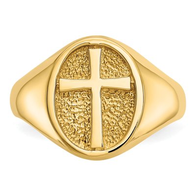 14K Yellow Gold Eternal Life Cross Ring – view 6