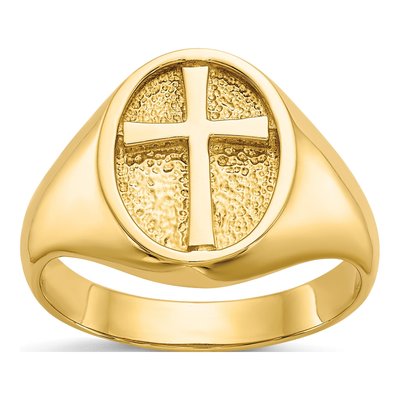 14K Yellow Gold Eternal Life Cross Ring