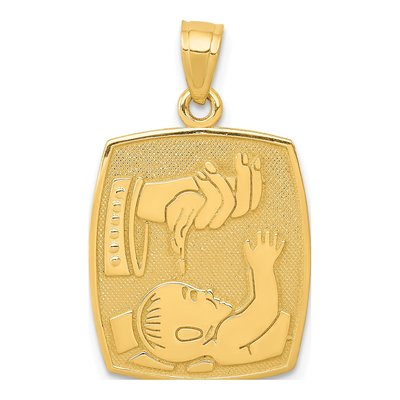14K Yellow Gold Baptism Rectangular Pendant