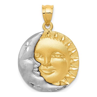 14K Two-Tone Gold Sun Moon Pendant