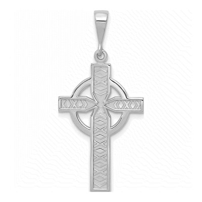 14K White Gold Celtic Cross Pendant