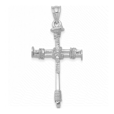 14K White Gold Nail Cross Pendant – view 5