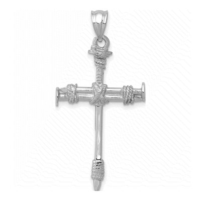 14K White Gold Nail Cross Pendant