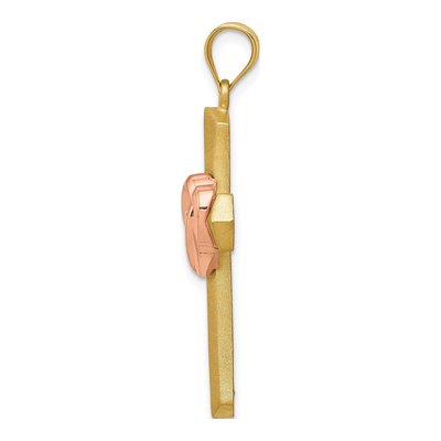 14K Two-Tone Gold Double Heart Cross Charm – view 3