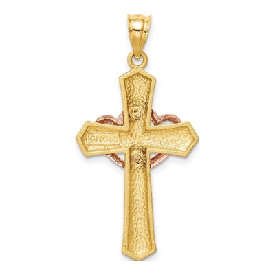 14K Two-Tone Gold Double Heart Cross Charm – view 5