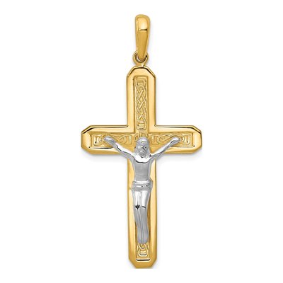 14K Two-Tone Gold Crucifix Pendant