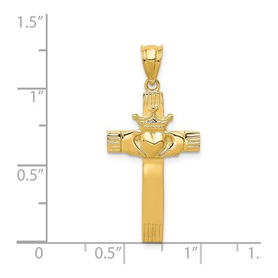 14K Yellow Gold Claddagh Cross Pendant – view 4