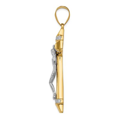 14K Two-Tone Gold CZ Crucifix Pendant – view 3