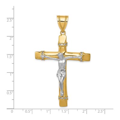 14K Two-Tone Gold CZ Crucifix Pendant – view 5